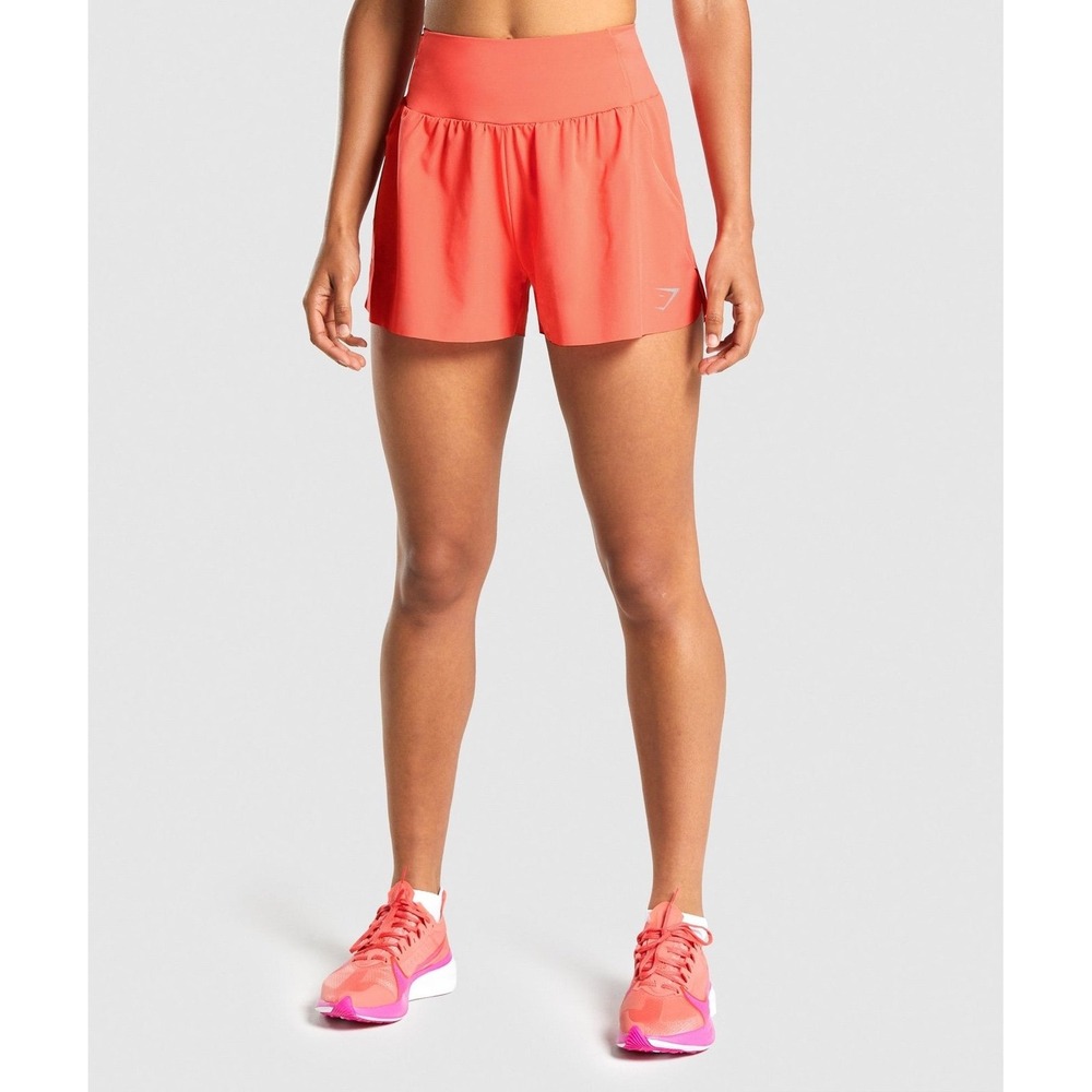 Gymshark Speed Shorts Coral Orange High Rise Lined Running Activewear Sz L
